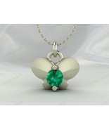 Green Emerald Gemstone 925 Sterling Silver Butterfly Design Handmade Pen... - $61.12 CAD+