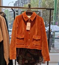 ZARA BNWT 2025. BURNT ORANGE VELVET JACKET SHOULDER PADS. 9197/632/614 - $130.14