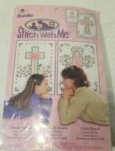 Plaid Bucilla Stitch With Me &quot;Floral Cross&quot; Cross Stitch Kit 14 count / ... - $11.68