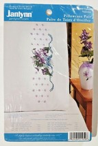 Janlynn Stamped Cross Stitch Pillowcase Pair 20x30&quot; Violets - New - $12.67