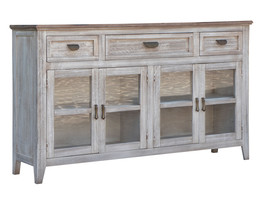 67&quot; White Solid and Manufactured Wood Distressed Credenza - $50,708.64 MXN