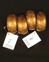 Napkin Ring Set Gold Resin Tinsel LOT 4 NEW Beatley Excel Home Fashion N... - $12.85