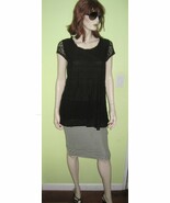 Vintage Meadow Rue Anthropologie Women&#39;s Ladies Black Crochet Pullover T... - $24.99