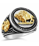 10 Karat Gold American Buffalo Mens silver Coin ring - £230.41 GBP