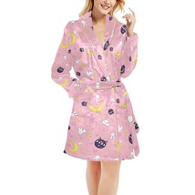 Women&#39;s Luna Bunny Star Moon Kawaii Anime Fleece Robe Pink - £42.36 GBP