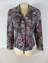 Sag Harbor womens 10 red gray button down TAPESTRY floral lined  jacket ... - $19.80