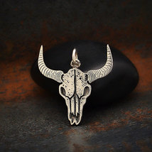Sterling Silver Flat Cow Skull Pendant 21x20mm - $504.06 MXN
