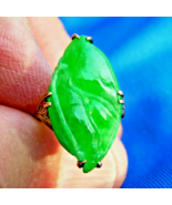 Earth mined Jadeite JADE Antique Engagement Ring Deco Solid 14k Rose Gold Gift - €30.193,70 EUR