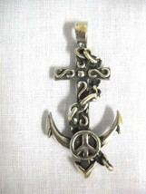 Sailor Chain Wrapped Anchor Peace Sign Usa Cast Pewter Adj Cord Necklace - £9.48 GBP