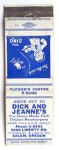 Dick and Jeanne&#39;s - Salem, Oregon Restaurant 20 Strike Matchbook Cover Match OR - £1.30 GBP