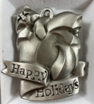 1995 Rosetta CAT Happy Holidays Christmas Ornament Fine Pewter - £23.45 GBP