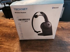 Tecknet TK-HS003 Wireless Bluetooth Headset Noise Cancelling +Charging Base Call - £23.74 GBP