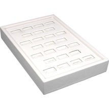 White Faux Leather 25 Slot Ring Jewelry Display Tray Case 5&quot; x 7 1/2&quot; - £10.67 GBP