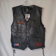 Canyon Creek Men&#39;s Black Genuine Leather Biker Vest - Size Medium  - £31.51 GBP