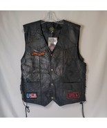 Canyon Creek Men&#39;s Black Genuine Leather Biker Vest - Size Medium  - $753.73 MXN