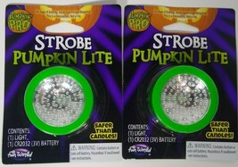 2X LED Pumpkin Light Flameless Candle Lights Lamp No Flame White Strobe Flashing - £8.78 GBP