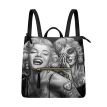 Marilyn Monroe Tattoo PU Leather Leisure Backpack Daypack Handbag - £29.56 GBP