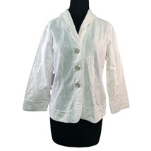 Nomadic Traders Floral Embroidered Jacket Size Medium White Buttons - £10.89 GBP