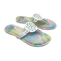 Dolce Vita Cotta Girls Sandals Slip On Laser Cut Faux Leather White Colorful 4 - £10.11 GBP