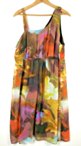 Maurices 1 1X Dress Asymmetrical Strap Grecian Flowy Watercolor Chiffon ... - $18.49