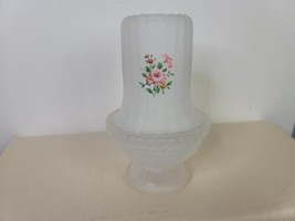 Vintage Fairy Lamp Light Candleholder  Satin Glass Pink Rose 6.25&quot; Ribbed Top - £12.63 GBP