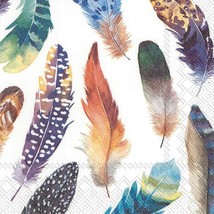 3-Ply Paper Napkins, 20-Count Cocktail Size, Modern Feathers 5&quot; New - £9.75 GBP