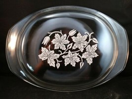 Vintage France Replacement Lid Etched White Flowers Arcopal? Pyrex? Mint Cond - £9.48 GBP