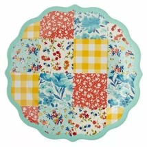 Four (4) Pioneer Woman ~ Teal ~ Quilted Patchwork ~ 10.7&quot; Melamine Dinner Plates - £29.25 GBP