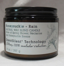 Kirkland&#39;s Natural Wax Blend 14 oz Jar 3-Wick Candle HONEYSUCKLE + RAIN - $32.26
