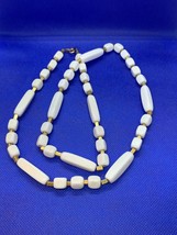 Vintage Women&#39;s White and Gold Tone Beaded Strand Necklace Trifari - $11.73