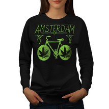 Wellcoda Amsterdam Weed Bike Womens Sweatshirt, Holland Casual Pullover Jumper - £23.05 GBP+