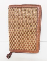 Franklin Covey Woven Leather Wallet Zip Closure with Notepad 5.5&quot;x3.75&quot; - £22.02 GBP