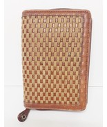 Franklin Covey Woven Leather Wallet Zip Closure with Notepad 5.5&quot;x3.75&quot; - £22.38 GBP