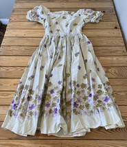 Vintage Handmade Women’s Floral Fit &amp; Flare dress size Small Ivory DA - £51.87 GBP