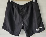 HUGO BOSS Swim Trunks Shorts Mesh Lined Drawstring Black 6&quot; Inseam Mens ... - $37.61