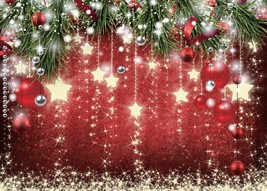 Christmas Backdrops Red Ball Theme Background Shining Stars Background N... - £19.77 GBP