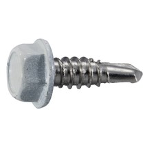 #14-13 x 3/4&quot; White 410 Stainless Hex Head Self-Drilling Screws (6 pcs.) - £7.68 GBP