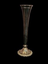 Vintage HMC Avon Bud Vase Silverplated Scalloped Fluting Beaded Trim Italy 7 3/4 - £12.30 GBP