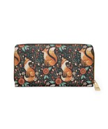 Cute fox fall autumn forest flower watercolor Zipper Wallet - $32.99