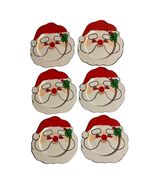 Vintage Santa Coasters Christmas Set of 6 Plastic Lightweight Holly Holiday - €7,73 EUR