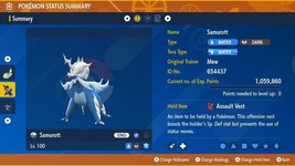 Shiny 6IV XXXL Adamant Hisui Samurott Sharpness Dive Ball Pokémon Scarlet/Violet - £2.68 GBP