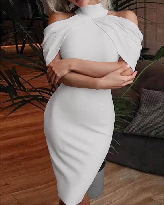 Hanging Shin Apron Hat Sleeve Knee Length Evening Dress Women's Classic