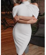 Hanging Shin Apron Hat Sleeve Knee Length Evening Dress Women's Classic - $118.00