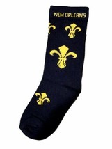 Fleur De Lis "New Orleans" Children's Socks One Size Black Gold Kids - $9.89
