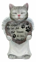 Celestial Angel Grey Cat In White Tunic Robe Pet Memorial Figurine Inspirational - £27.96 GBP