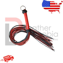 Real Genuine CowHide Leather Red and Black Flogger Whip Fully Handmade 24 Tails - £74.73 GBP