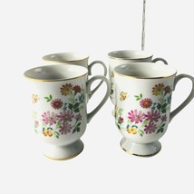 4 Pedestal Coffee Cup Royal Domino Collection Spring Garden 4.5&quot; Japan V... - £21.55 GBP