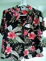 WOMENS 10P ALFRED DUNNER BLK FLORAL BLOUSE #7082 - $11.70