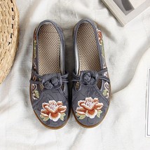 Chinese Flower Embroidered Women Comfortable Cotton Ballet Flats Vintage Slip On - £22.32 GBP