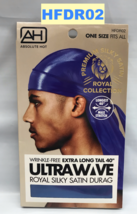 AH EXT RA LONG TAIL 40&quot; ULTRA WAVE ROYAL SILKY SATIN DURAG HFDR02 BLUE - £1.58 GBP